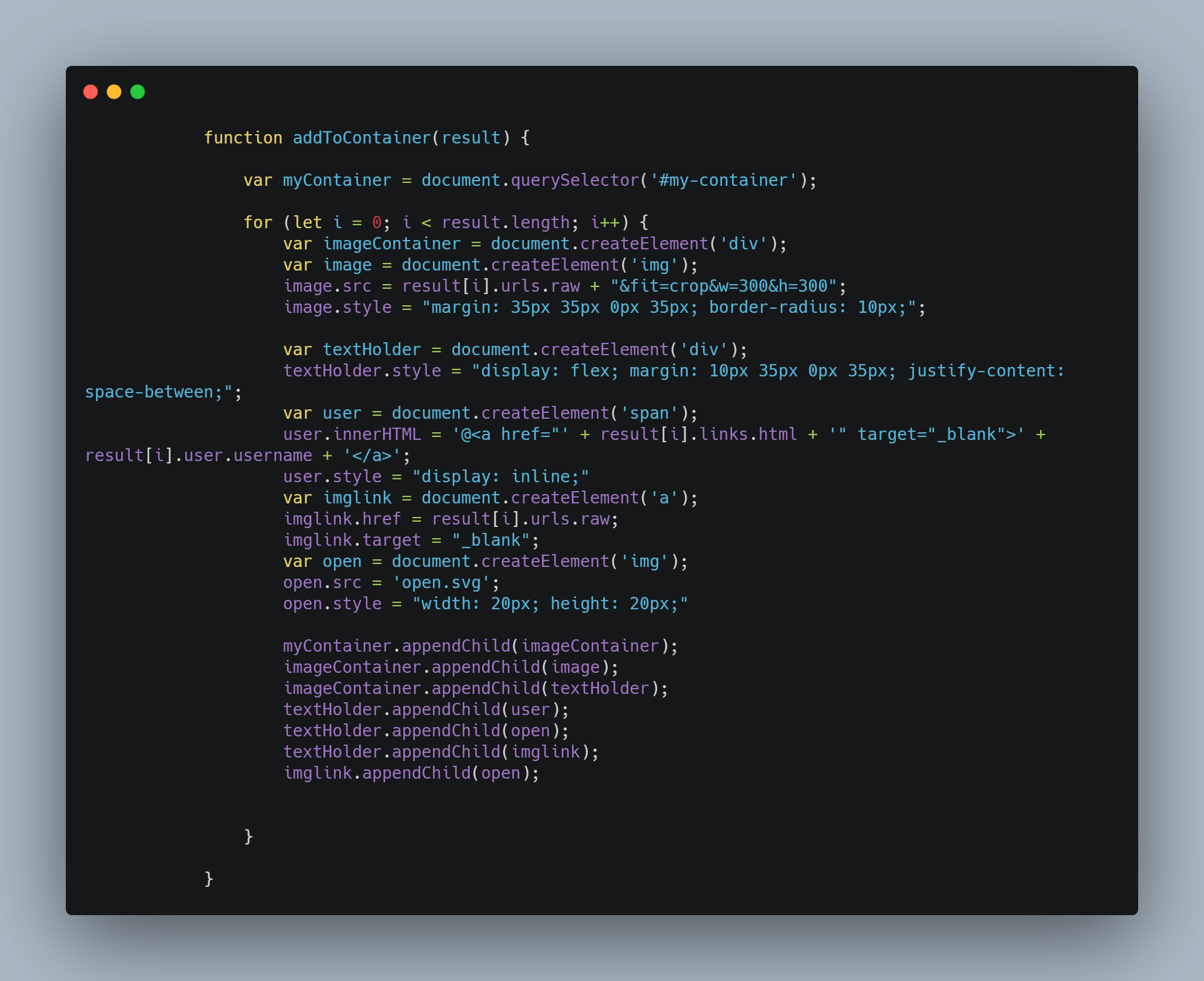 Unsplash Gallery HTML
