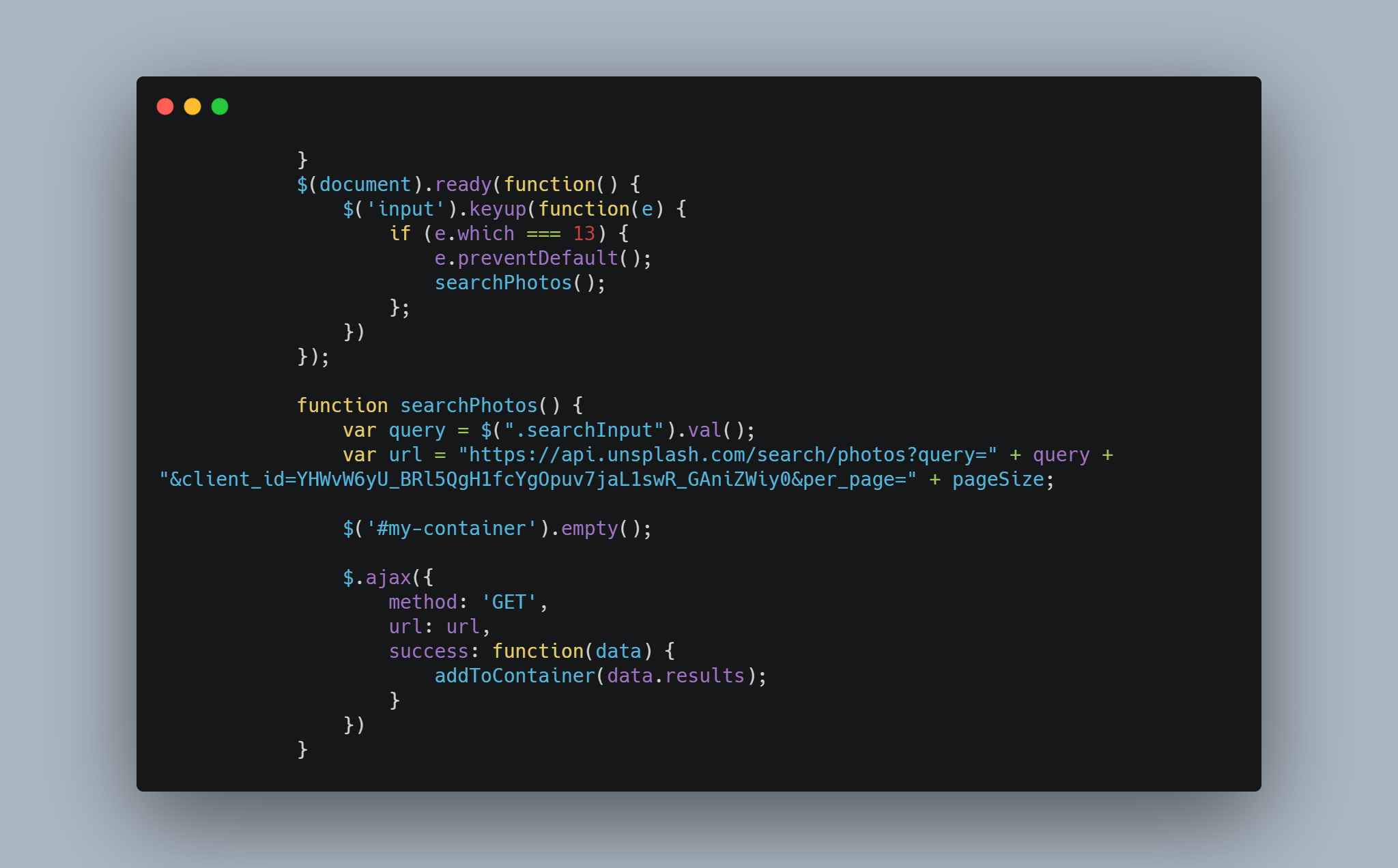 Unsplash Gallery JavaScript